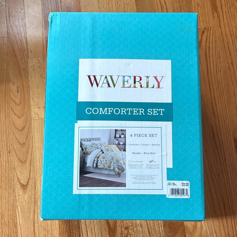 Waverly Comforter Set -4 piece. Mudan Blue Bird Pattern.  New in Box - Picture 6 of 6